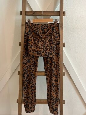 VARLEY Brown and Black Animal Print Leggings with matching sports bra